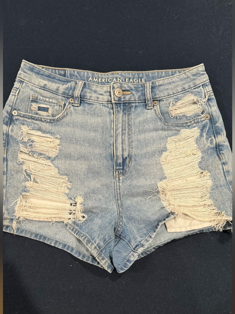 American Eagle Outfitters Light Blue Distressed Denim Jean Shorts